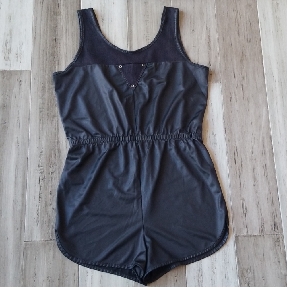 Julie Girl Leather Look Sleeveless Shorts Romper
